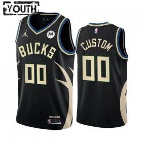 Camiseta Niños Milwaukee Bucks Personalizadas 2022-23 Jordan Statement Edition Negro Swingman
